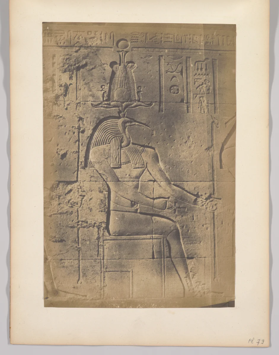 Grand Temple d'Isis, à Philae. Toth Ibiocéphale (Dieu des lettres) by Maxime Du Camp, photograph, 1849-1851