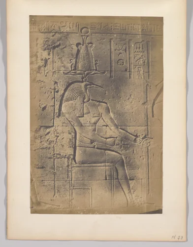 Grand Temple d'Isis, à Philae. Toth Ibiocéphale (Dieu des lettres) by Maxime Du Camp, photograph, 1849-1851