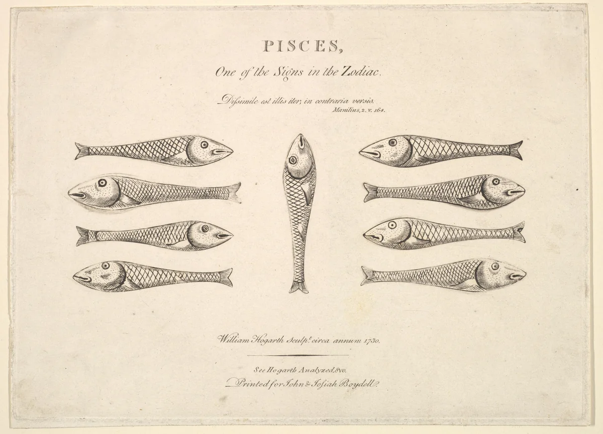 Pisces: Hogarth's Quadrille Fish by William Hogarth, print, 1729-1731