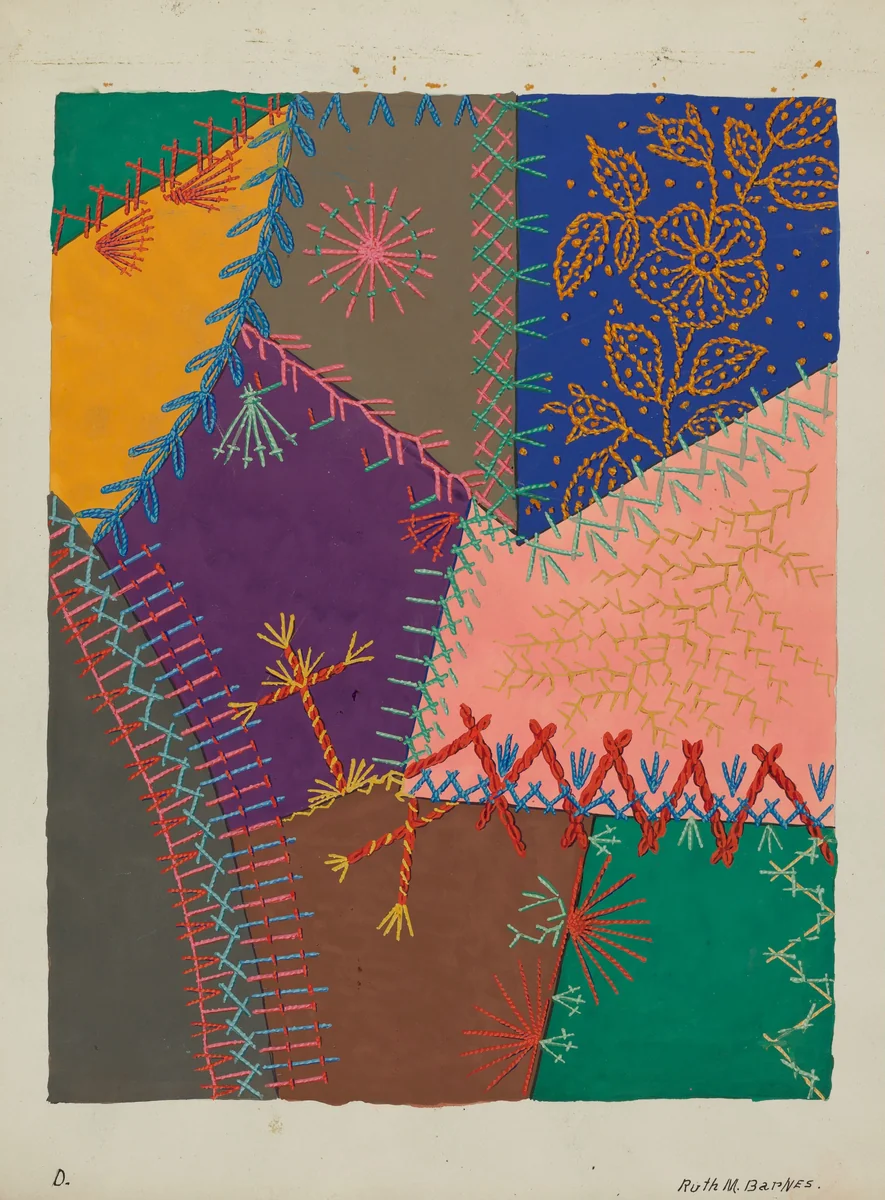 Crazy Quilt (Detail) by Ruth M. Barnes, index of american design, 1940