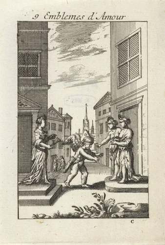 Geblinddoekte Amor by Jan van Vianen, print, 1686