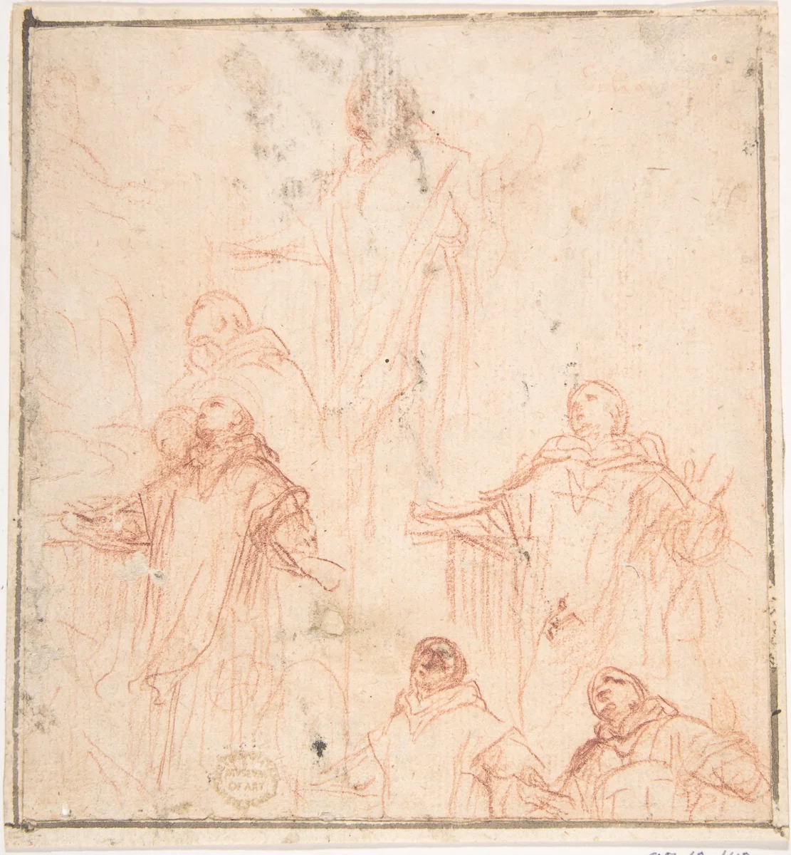 Studies of a Monk in Ecstasy by anonymous, drawing, 1600-1700