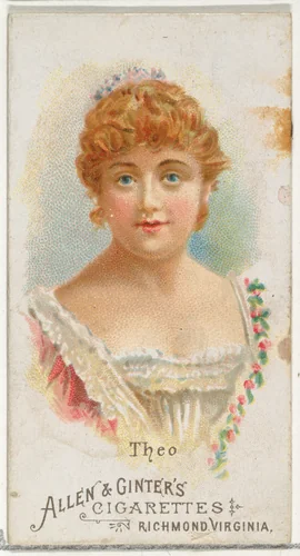 Theo, from World's Beauties, Series 1 (N26) for Allen & Ginter Cigarettes by Allen & Ginter, print, 1888