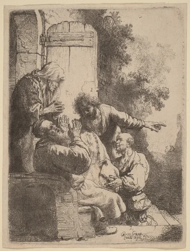 Joseph's Coat Brought to Jacob by Rembrandt van Rijn, print, 1633