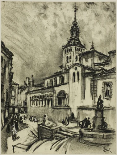 San Martín, Segovia by Joseph Pennell, drawing, 1898-1908