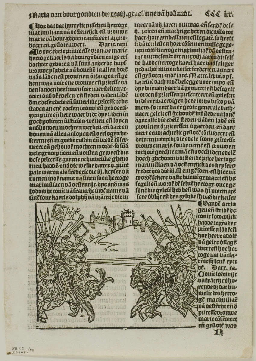 Illustration from Coronijke van Hollandt, plate 58 from Woodcuts from Books of the XVI Century by Unknown Artist, print, 1530