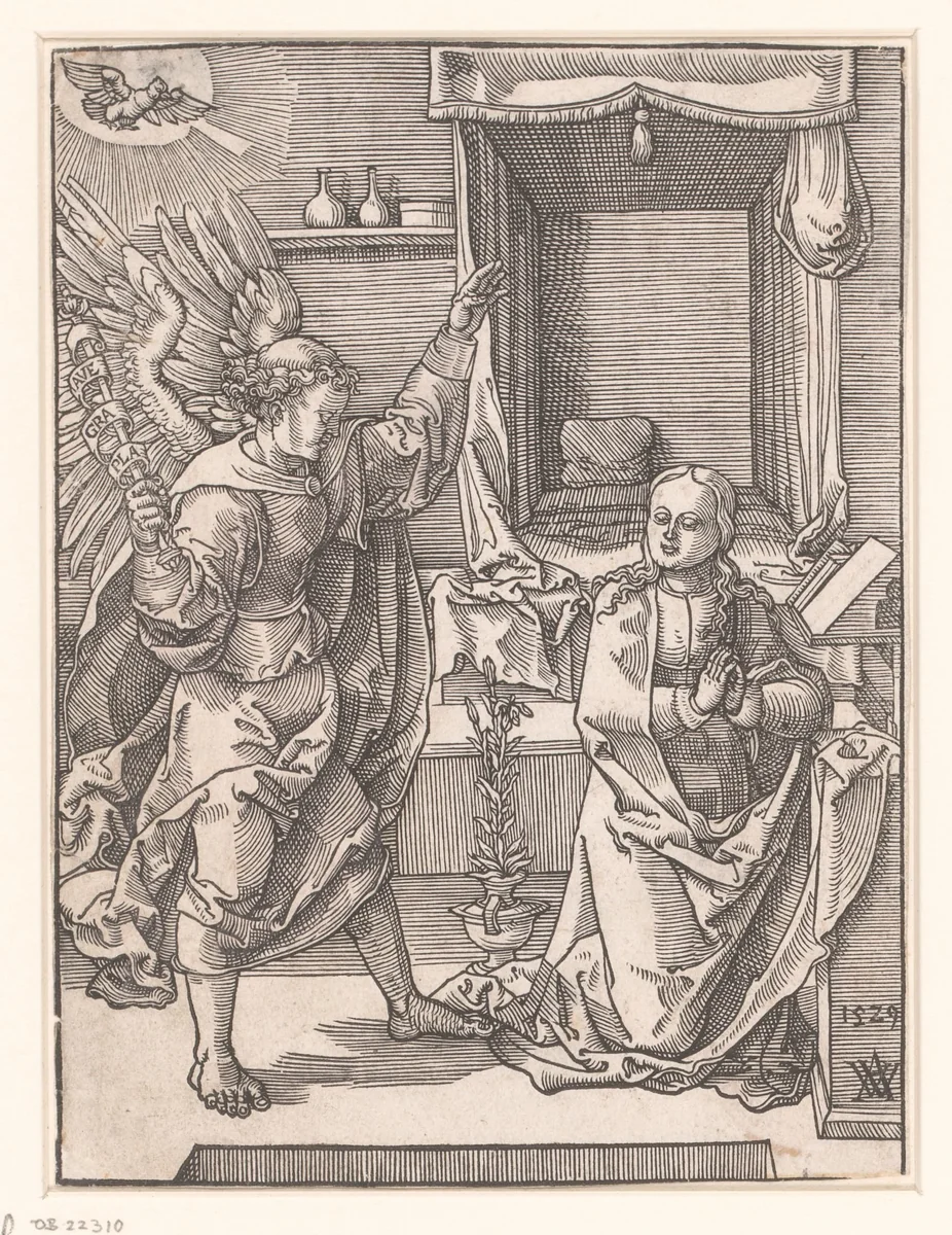 Annunciatie by anonymous, print, 1529