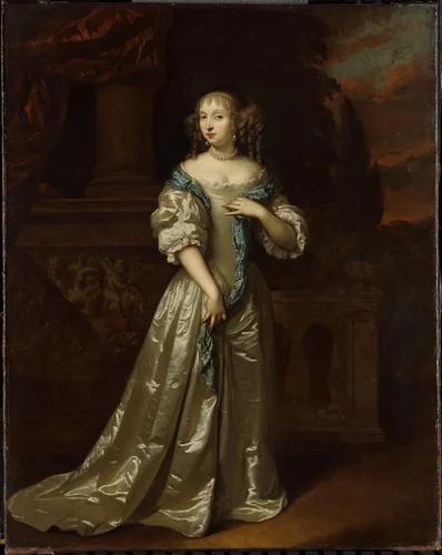 Portrait of Philippina Staunton, Wife of Roelof van Arkel (1632-1709), lord of Broeckhuijsen by Caspar Netscher, painting, 1668