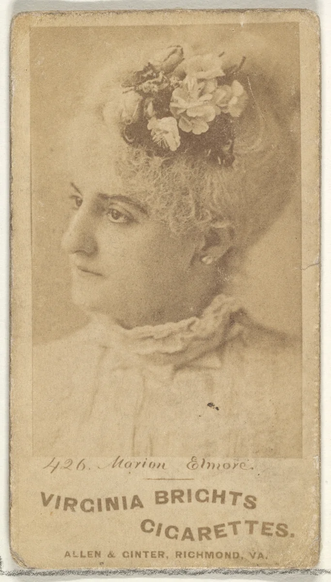 Card 426, Marion Elmore, from the Actors and Actresses series (N45, Type 1) for Virginia Brights Cigarettes by Allen & Ginter, photograph, 1885-1891