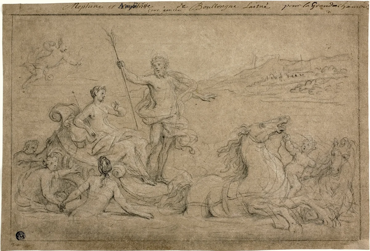 Triumph of Neptune and Amphitrite by Louis Boullogne, drawing, 1706-1707