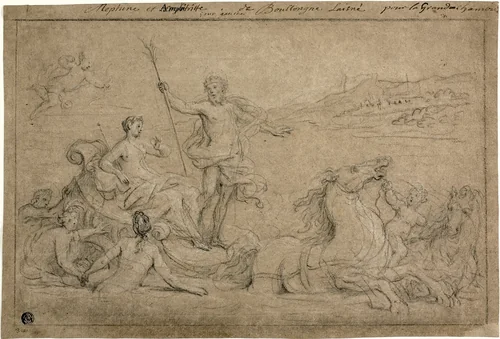 Triumph of Neptune and Amphitrite by Louis Boullogne, drawing, 1706-1707