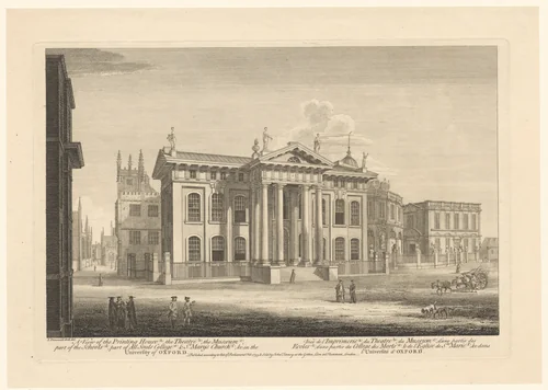 Gezicht op Clarendon Building by William Woollett, print, 1755