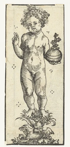 Beeld met Christuskind met rijksappel by Lucas Cranach, print, 1509-1549