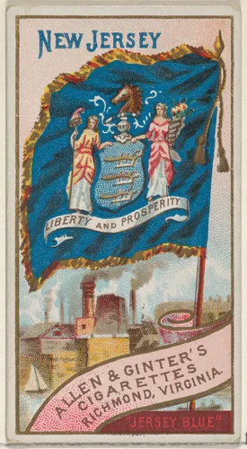 New Jersey, from Flags of the States and Territories (N11) for Allen & Ginter Cigarettes Brands by Allen & Ginter, print, 1888