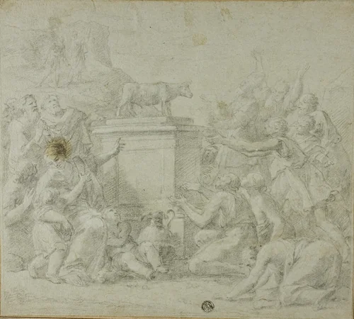 The Israelite Adoration of the Golden Calf by Francois Roettiers
Nicolas Poussin, drawing, 1705-1742