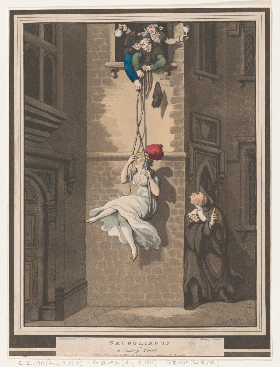 Smuggling In, or A College Trick by Heinrich Joseph Schütz, print, 1798