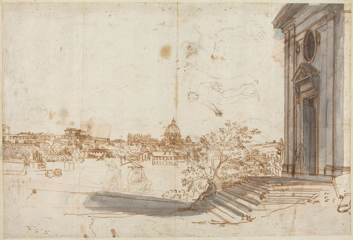 A View of Rome from Santa Maria del Priorato by Gaspar van Wittel, drawing, 1710