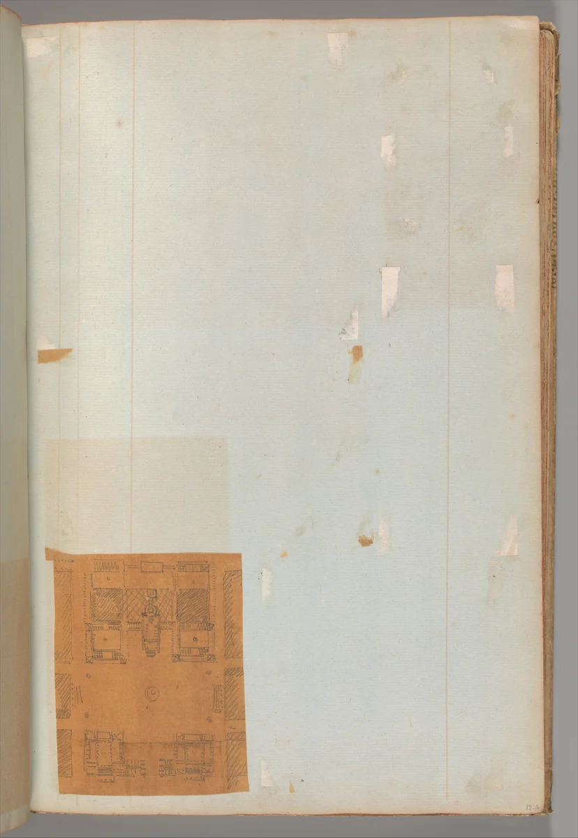 Page from a Scrapbook containing Drawings and Several Prints of Architecture, Interiors, Furniture and Other Objects by Charles Percier, book, 1795-1805