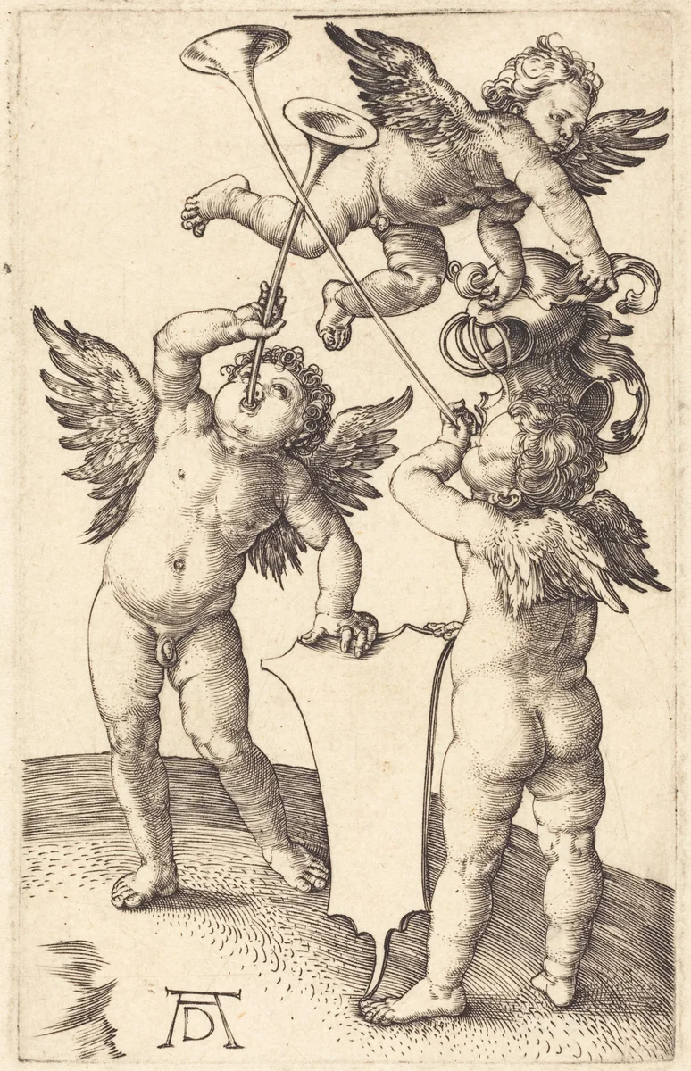 Three Genii by Albrecht Dürer, print, 1505
