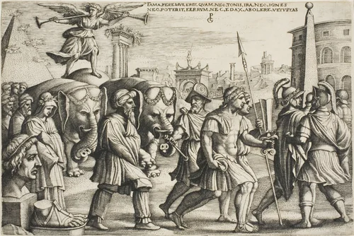 The Triumph of Fame, plate three from the Triumphs of Petrarch by Georg Pencz, print, 1534-1544