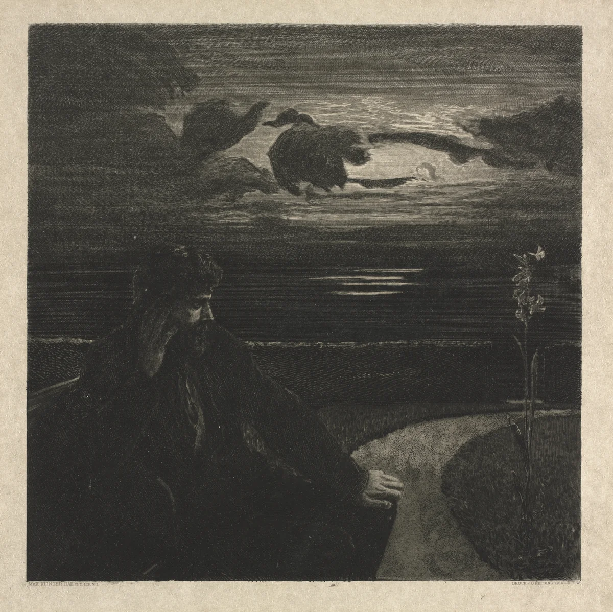 Night, from On Death, Part I, Opus XI (Nacht, Vom Tode, Erster Teil, Opus XI) by Max Klinger, print, 1884-1894