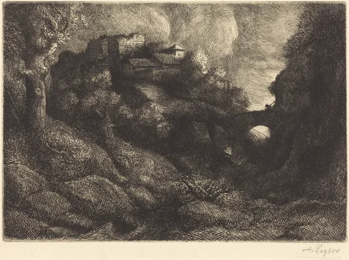 Remembrance of Italy (Souvenir d'Italie) by Alphonse Legros, print, 1837-1911