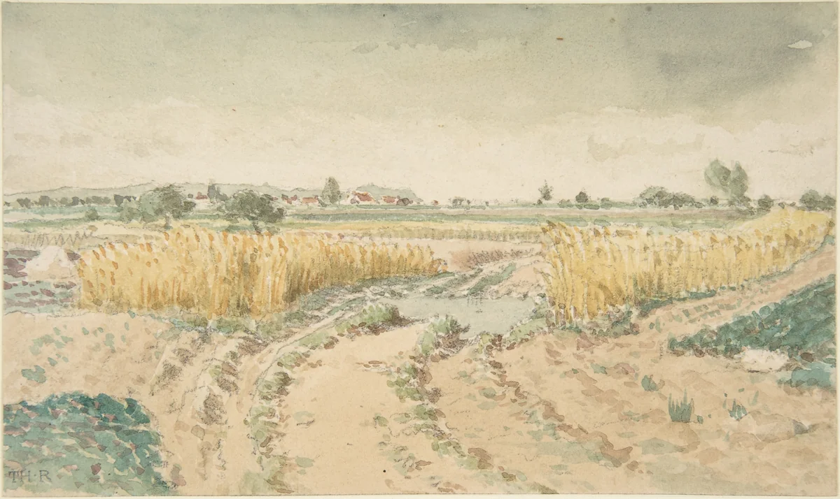 Wheatfields by Théodore Rousseau, drawing, 1865