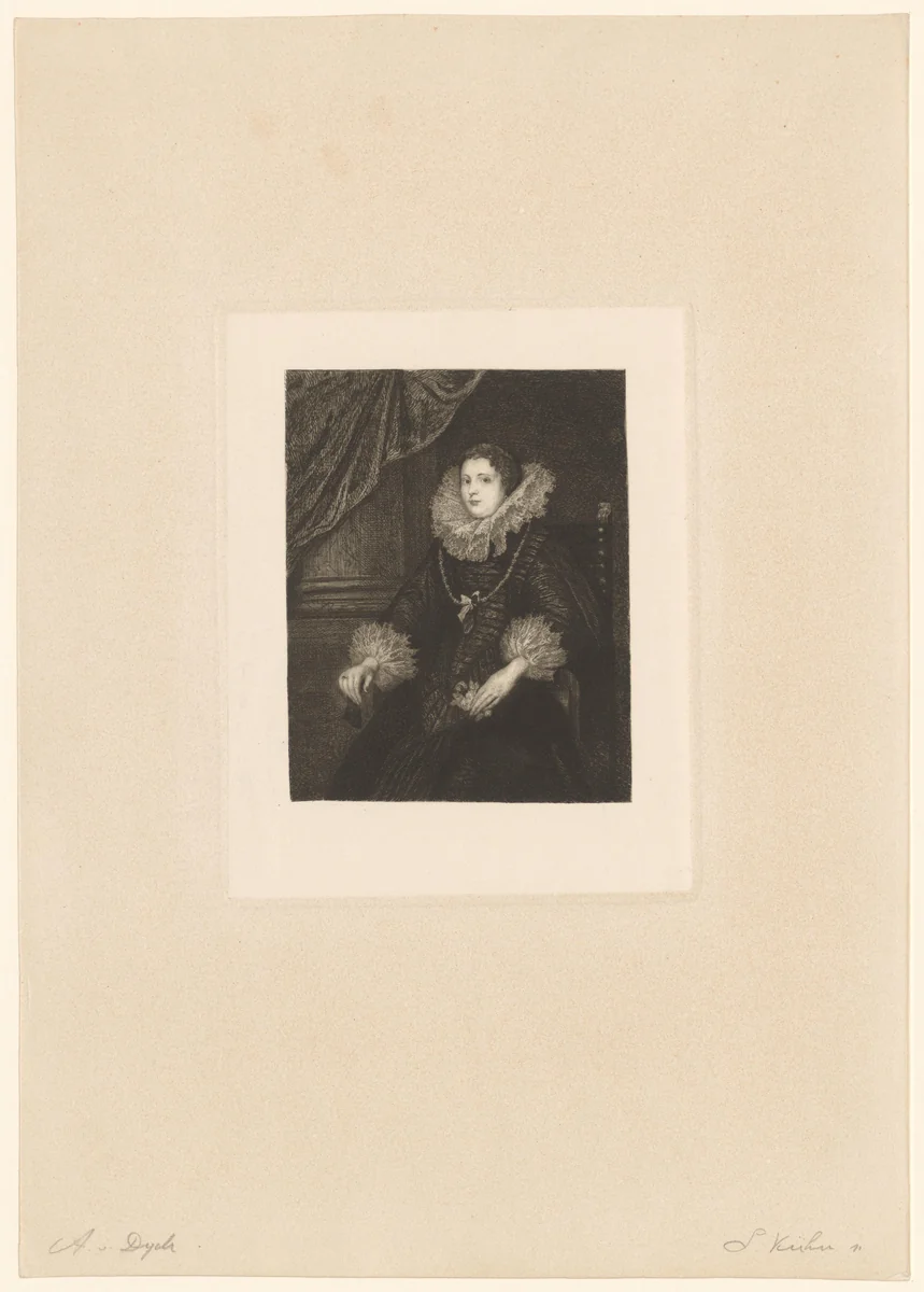 Portret van een onbekende vrouw by Ludwig Kühn, print, 1869-1936