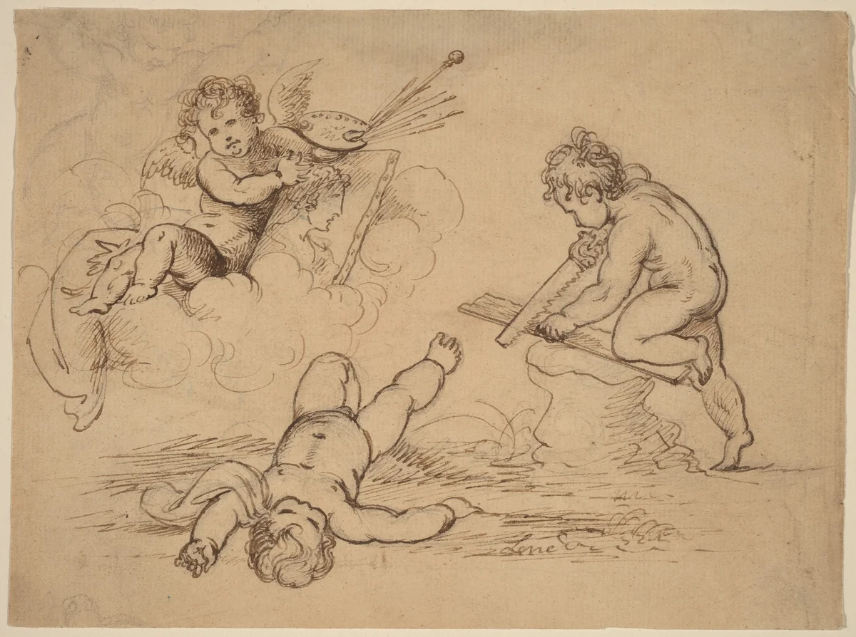 Allegory: Four Putti by Mather Brown, drawing, 1780-1790