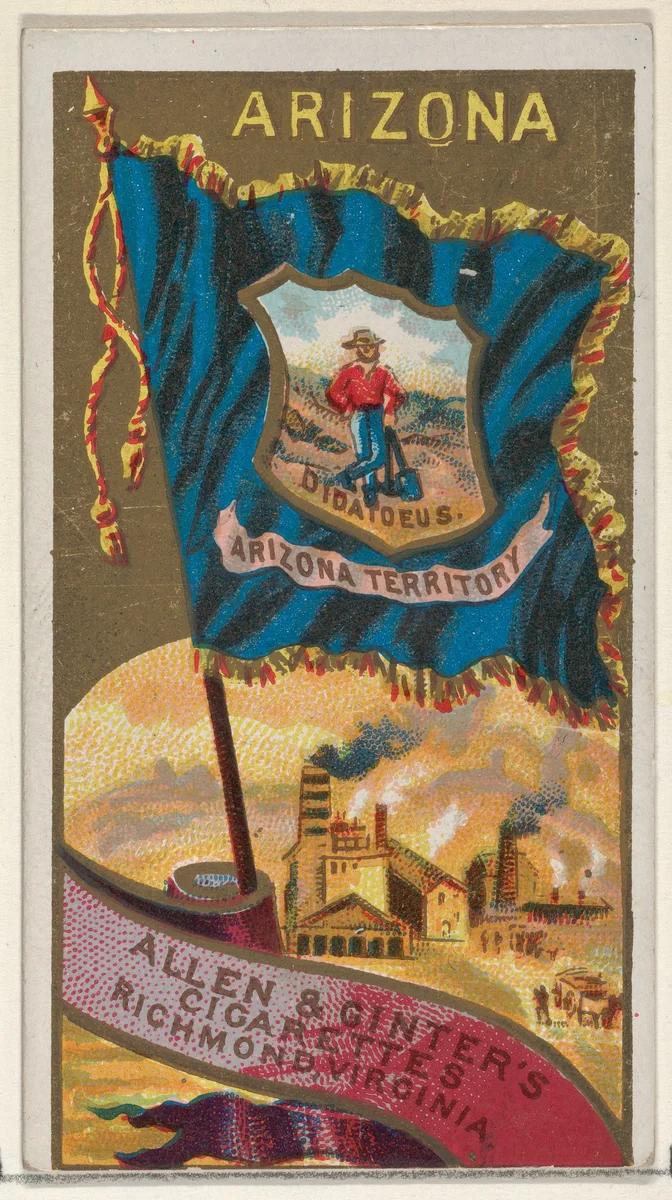 Arizona, from Flags of the States and Territories (N11) for Allen & Ginter Cigarettes Brands by Allen & Ginter, print, 1888