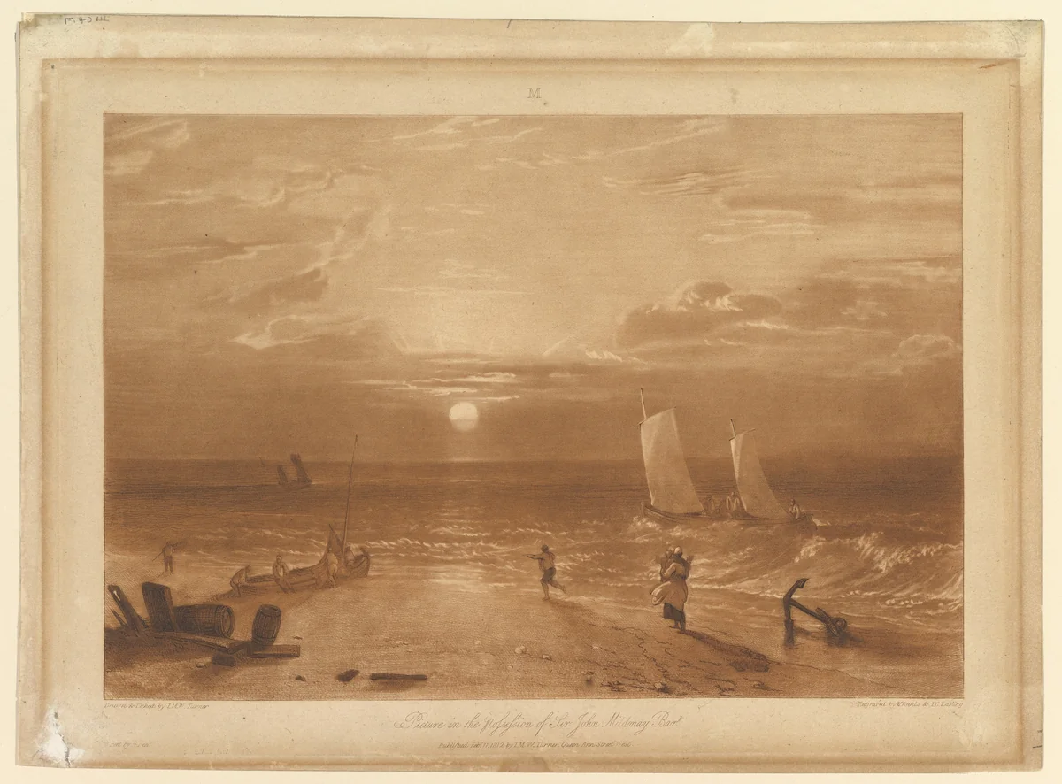 The Mildmay Sea-Piece (Liber Studiorum, part XIII, plate 40) by Joseph Turner, print, 1812