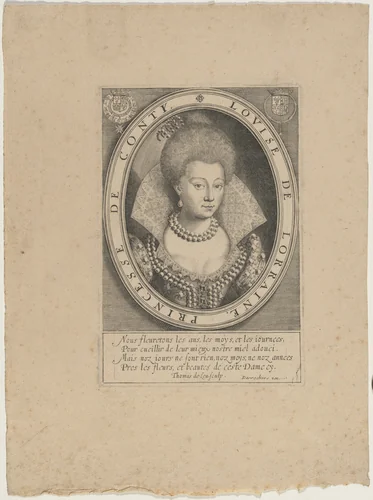 Louise Marguerite de Lorraine, Second Wife ofFrancois, Prince of Conti by Thomas de Leu, print, 1560-1620