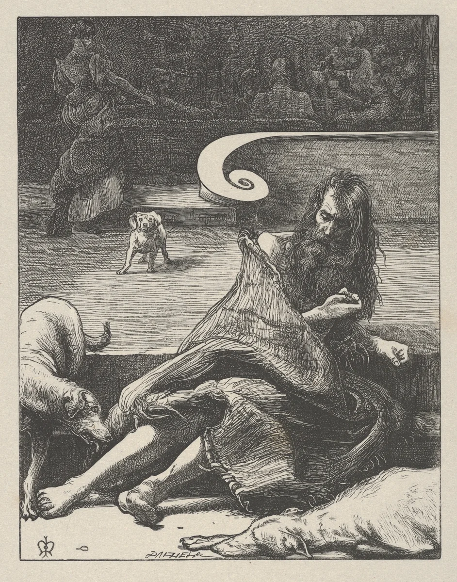 The Rich Man and Lazarus (The Parables of Our Lord and Saviour Jesus Christ) by John Everett Millais, print, 1864