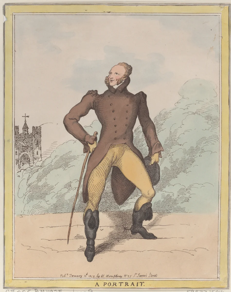 A Portrait (Lord Petersham) by Thomas Rowlandson, print, 1812