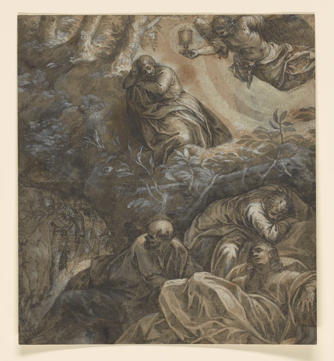 Christ in the Olive Garden by Jacopo Tintoretto, artwork, 1590-1600