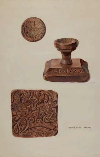 Textile Stamp by Charlotte Angus, index of american design, 1937