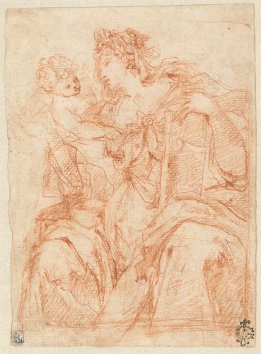 Study for the Sibyl of the Casa Budrioli by Lorenzo Pasinelli, drawing, 1672-1682