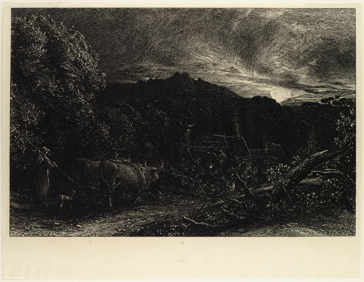 The Weary Ploughman, or The Herdsman, or Tardus Bubulcus by Samuel Palmer, print, 1858