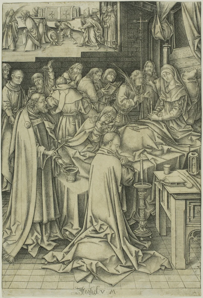 Death of the Virgin by Israhel van Meckenem, print, 1476-1486