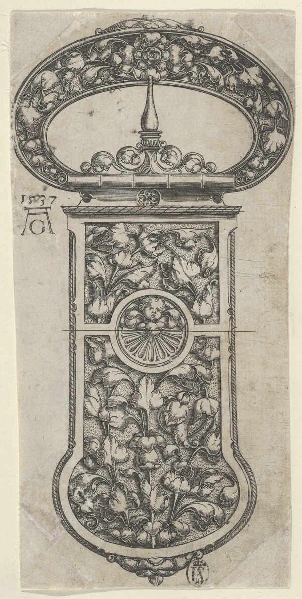 Design for a Buckle with Tendrils by Heinrich Aldegrever, print, 1537