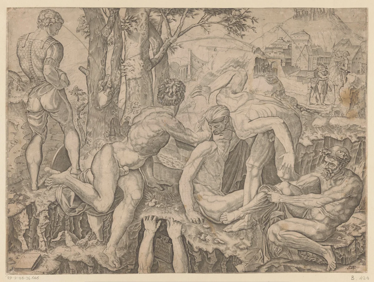 Slag bij Cascina by Unknown, print, 1524