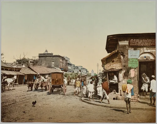 India. Calcutta. Upper Chitpore Road (A), after photo by Dr. Kurt Boeck by Photoglob Co., photograph, 1885-1915