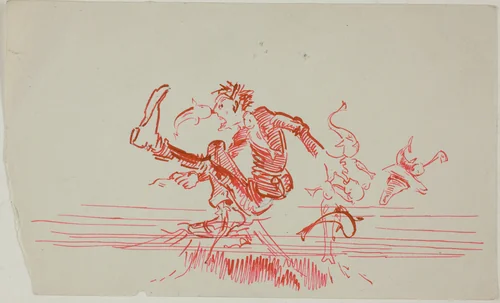 Man Attacked by Several Fish by Anders Zorn, drawing, 1880-1920