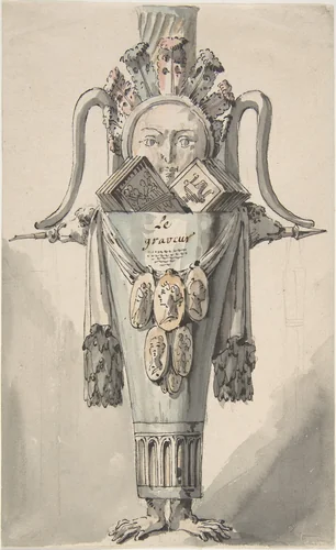 Caricature of an Engraver (recto); Sketch for a Caricature (verso) by Jean Charles Delafosse, drawing, 1734-1789