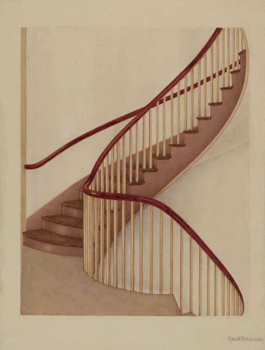 Shaker Spiral Staircase by George V Vezolles, index of american design, 1938