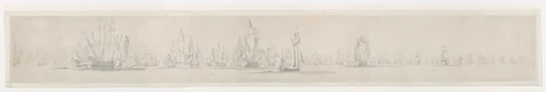 De Vierdaagse Zeeslag, 11-14 juni 1666 by Willem van de Velde, drawing, 1666