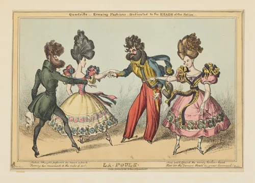 Quadrille–Evening Fashions– Dedicated to the Heads of the Nation: La Poule by William Heath, print, 1827