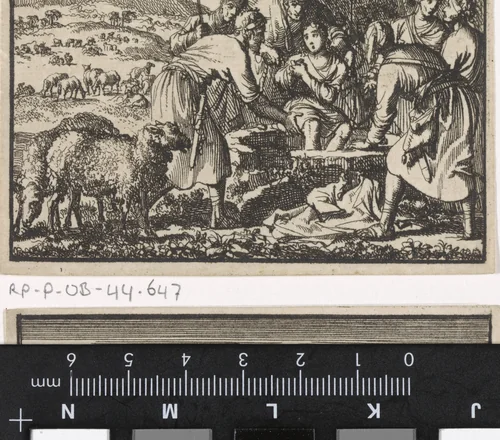 Jozef wordt door zijn broers in de put gegooid by Jan Luyken, print, 1698