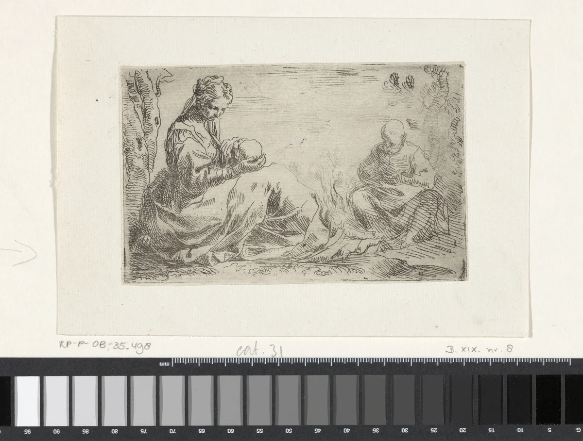 Rust op de vlucht naar Egypte by Simone Cantarini, print, 1622-1648