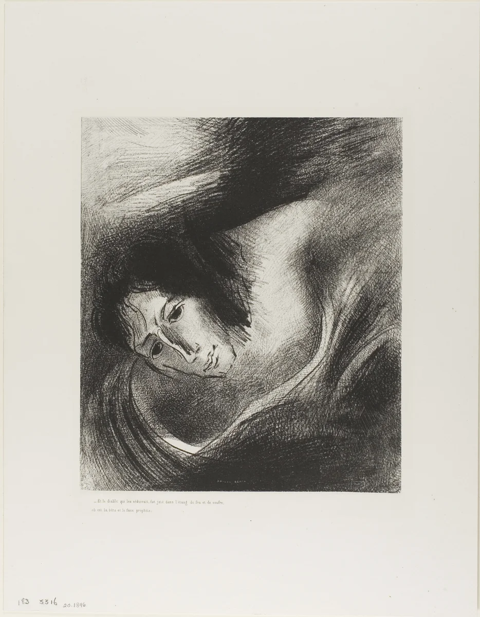 And the Devil that had Deceived them was Cast into the Lake of Fire and Brimstone, Where the Beast and the False Prophet Are, plate 10 of 12 by Odilon Redon, print, 1899